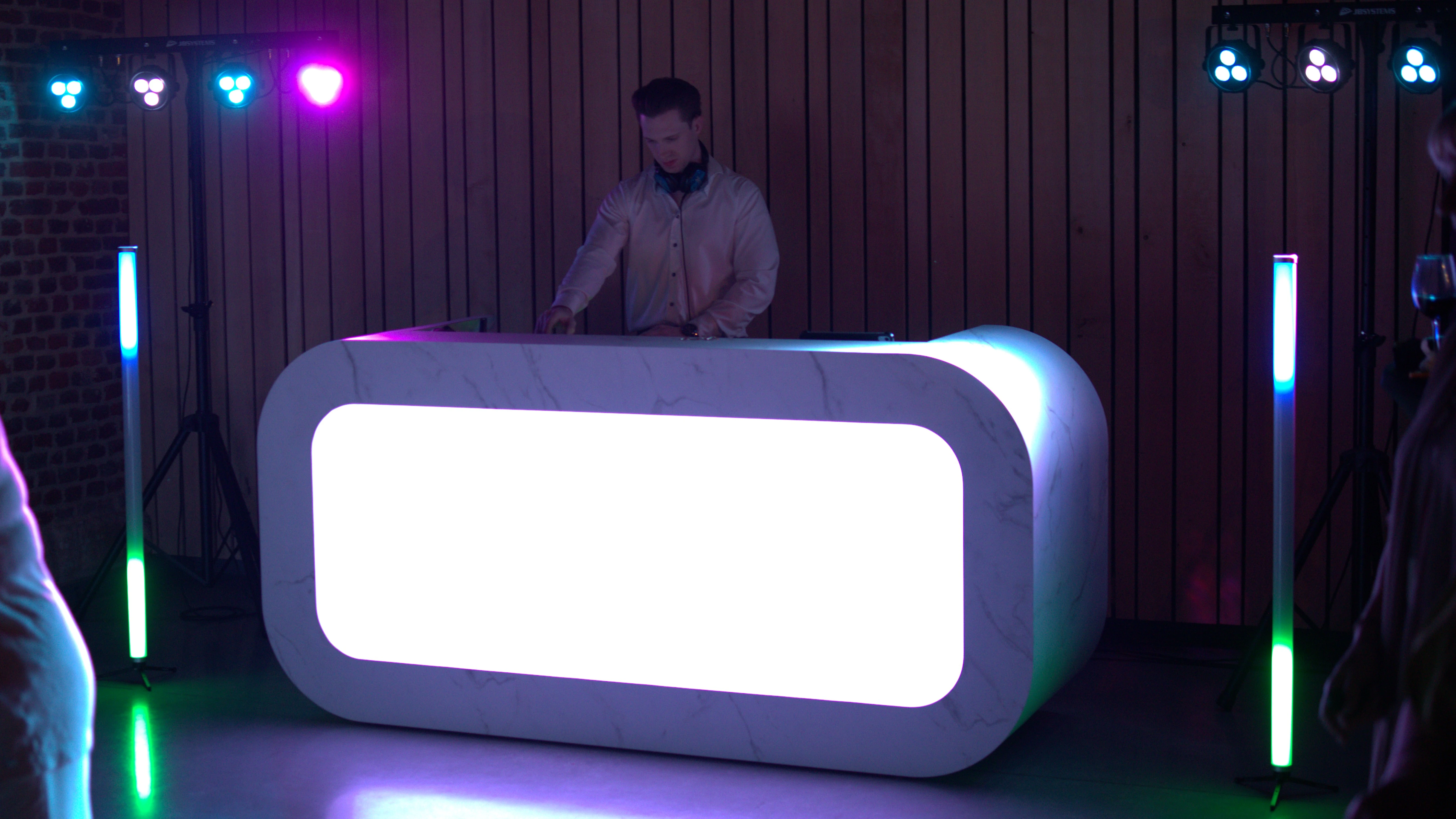 Project Zeus God Mode DJ Booth setup with lights and sound